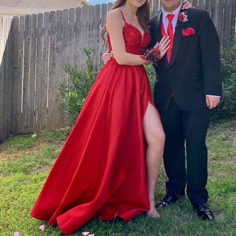 La Femme red prom dress